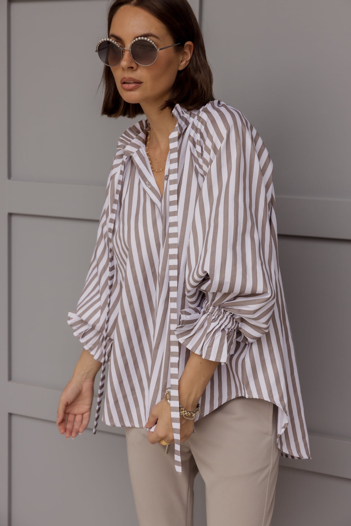 DANILL Blouse Taupe Stripe