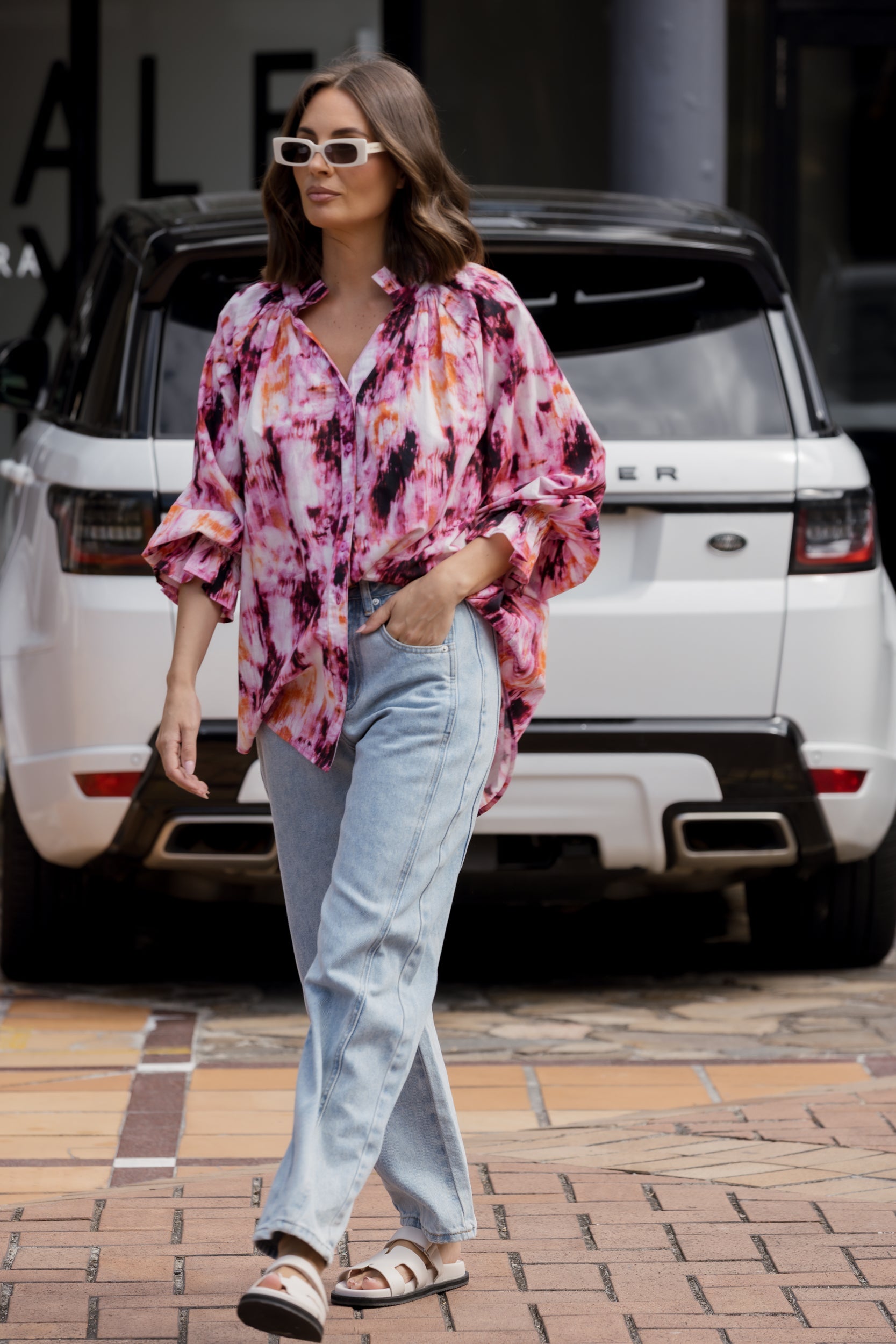 MEEKA Blouse Pink Textured Print