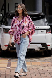 MEEKA Blouse Pink Textured Print