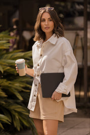 BASEN Shacket White Denim
