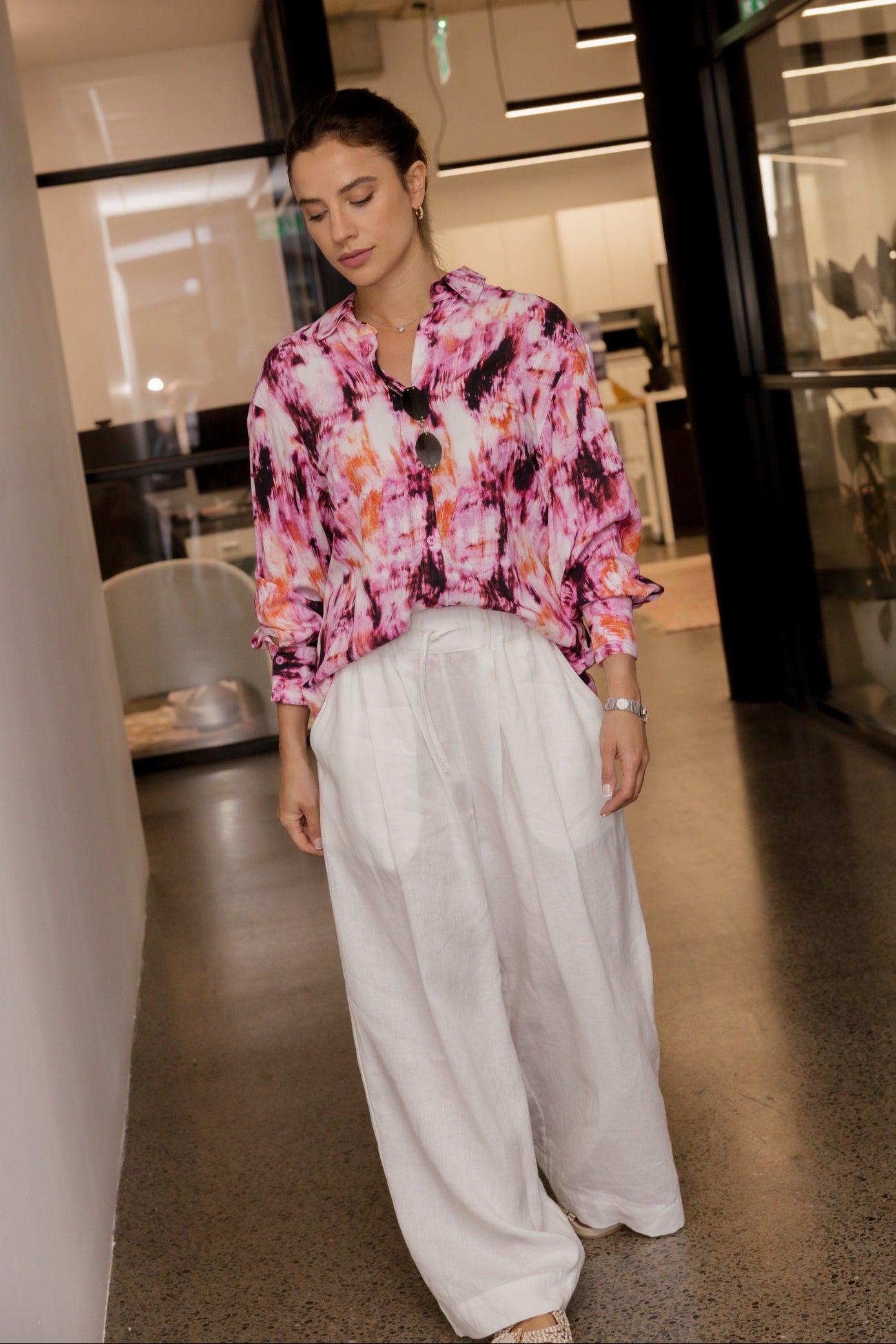KRISTOS Shirt Pink Textured Print