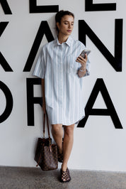 APEX Dress Chambray Sage Stripe