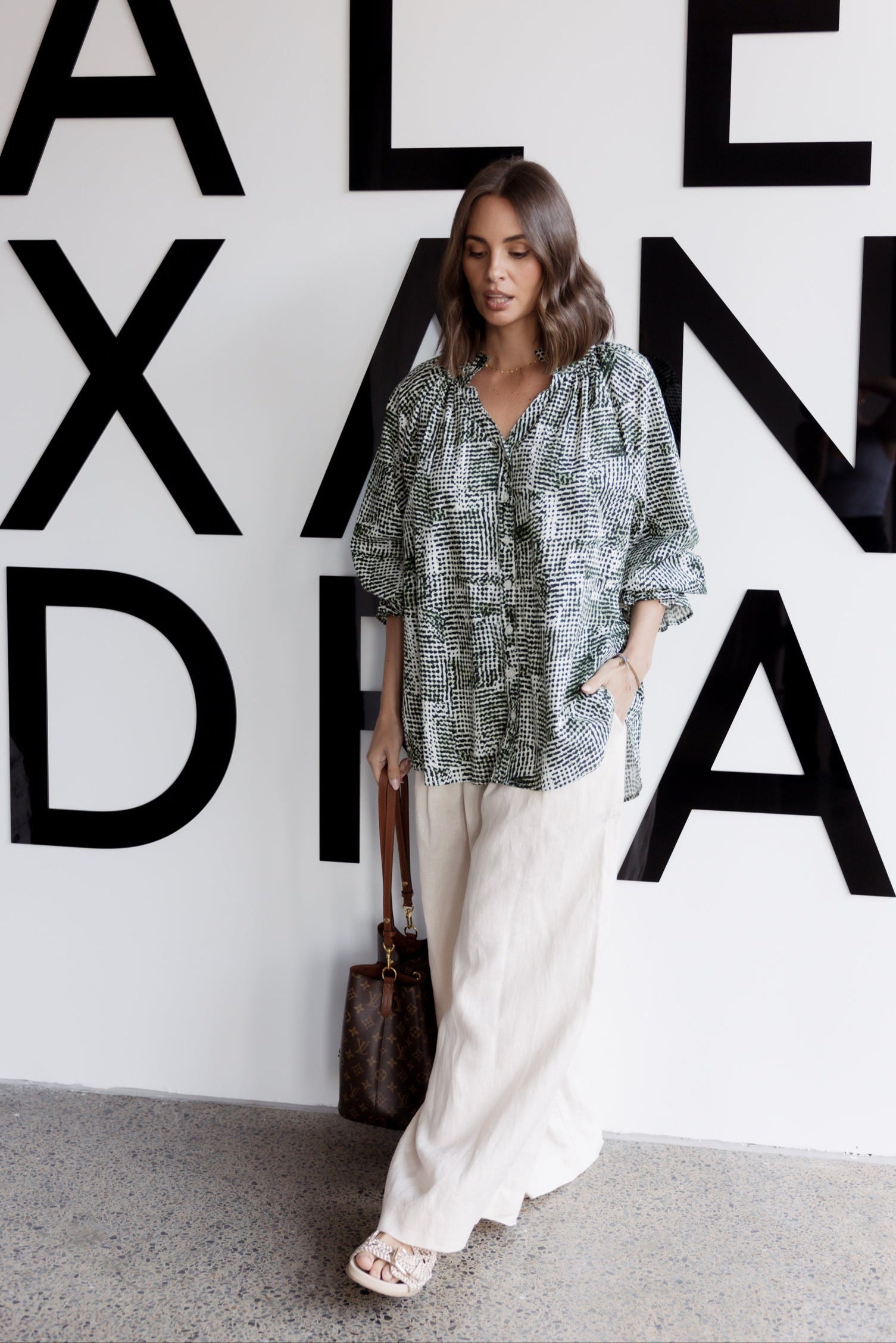 MEEKA Blouse Emerald Textured Print