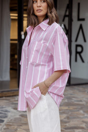ROGUE Shirt Pink Chambray Stripe