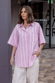ROGUE Shirt Pink Chambray Stripe