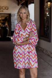 TOBIAS Dress Pink Orange Zig Zag