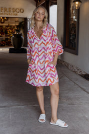 TOBIAS Dress Pink Orange Zig Zag