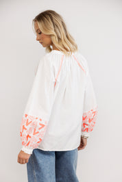 ZOEY Blouse White/Fluro Orange