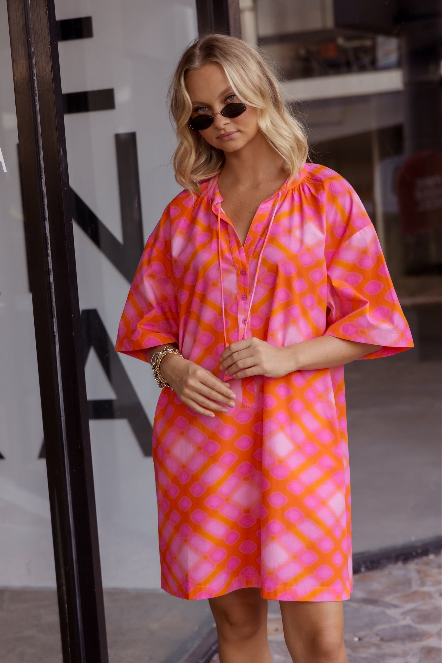 AURA Dress Pink Blur Print