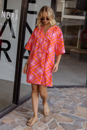 AURA Dress Pink Blur Print