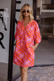 AURA Dress Pink Blur Print