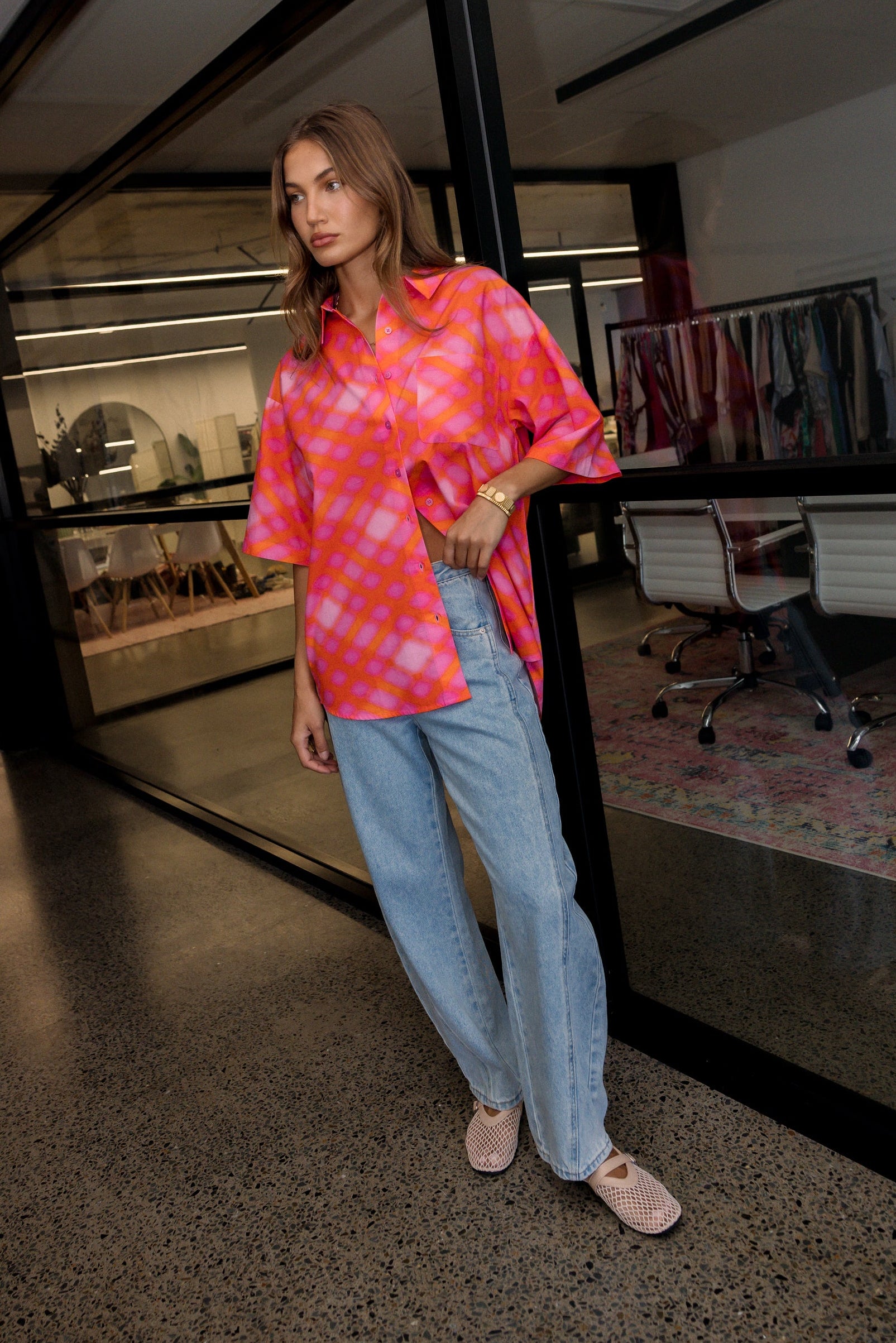 ROGUE Shirt Pink Blur Print