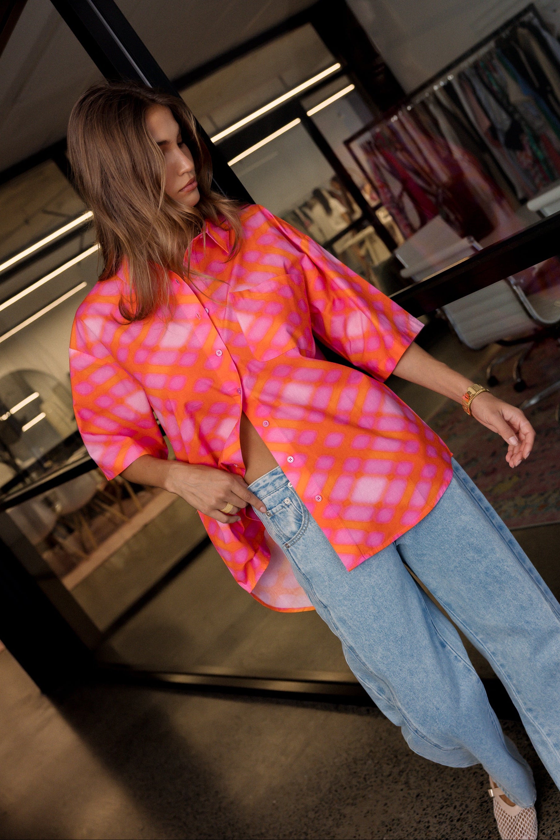 ROGUE Shirt Pink Blur Print