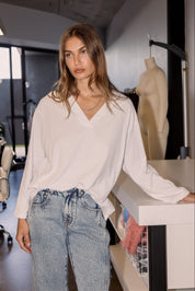 NIX V Long Sleeve Top White