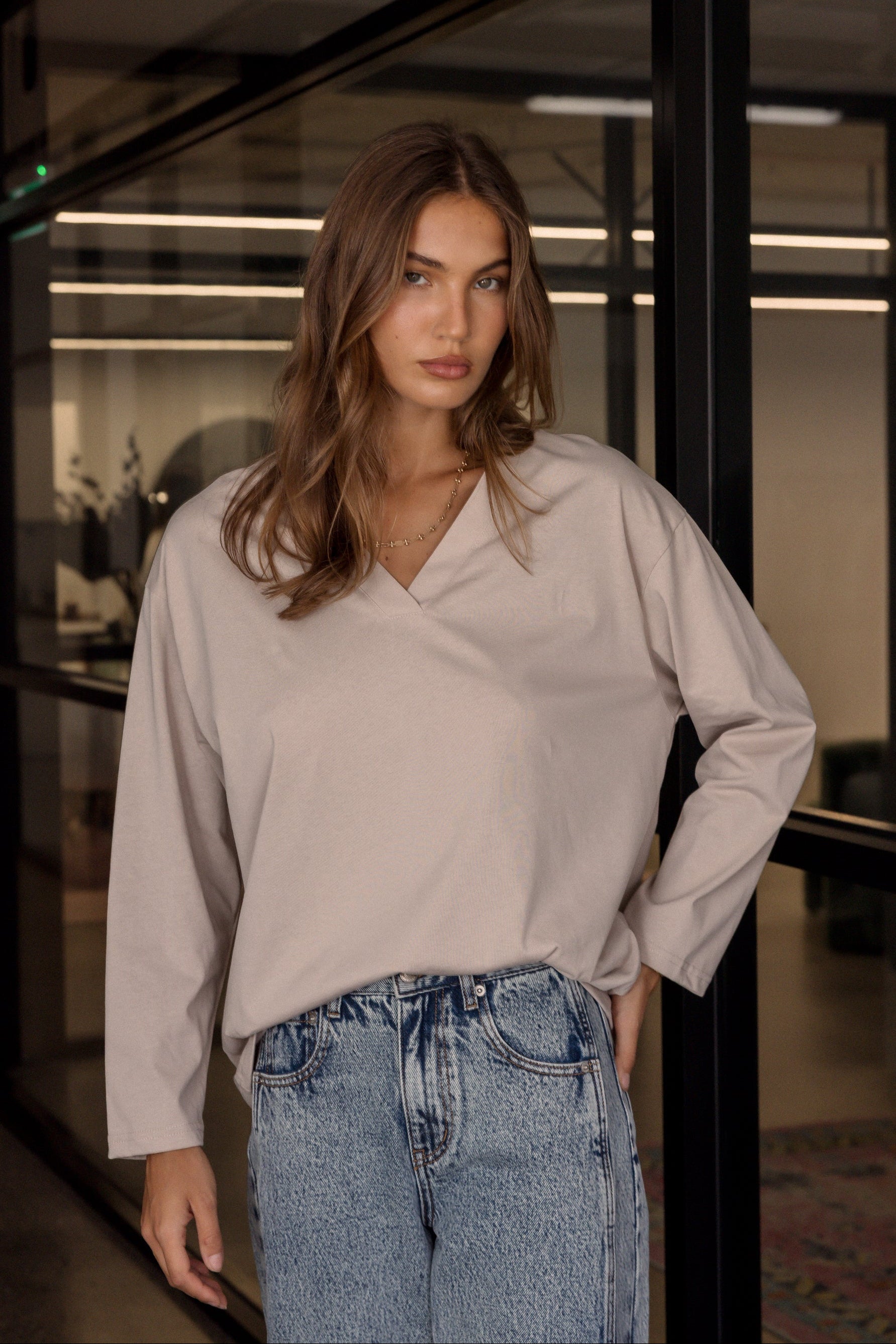 NIX V Long Sleeve Top Stone