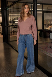 NIX V Long Sleeve Top Mahogany