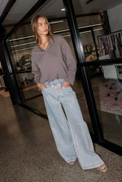 NIX V Long Sleeve Top Taupe Brown