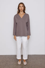 NIX V Long Sleeve Top Taupe Brown