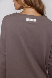 NIX V Long Sleeve Top Taupe Brown
