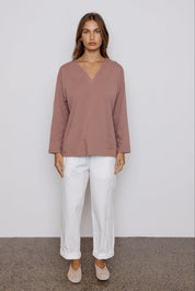 NIX V Long Sleeve Top Mahogany