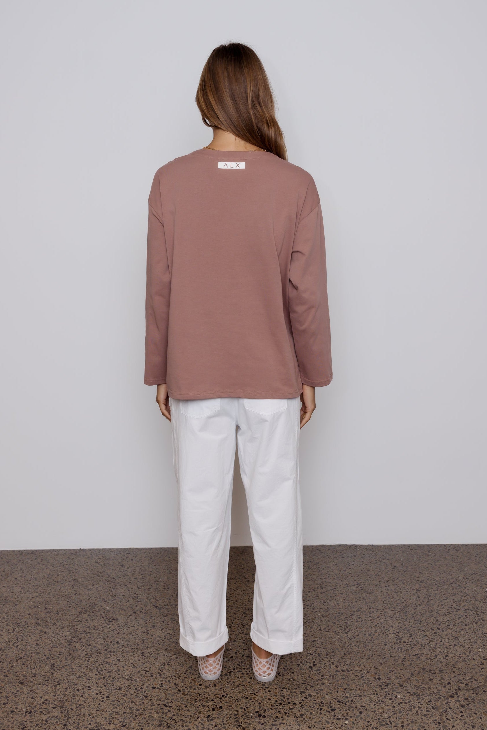 NIX V Long Sleeve Top Mahogany