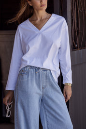 NIX V Long Sleeve Top White