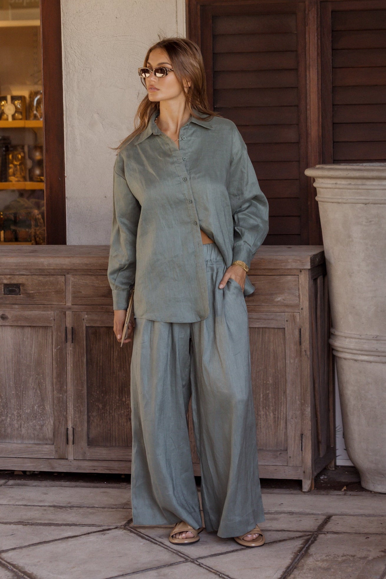 TERI Pants Dusty Green