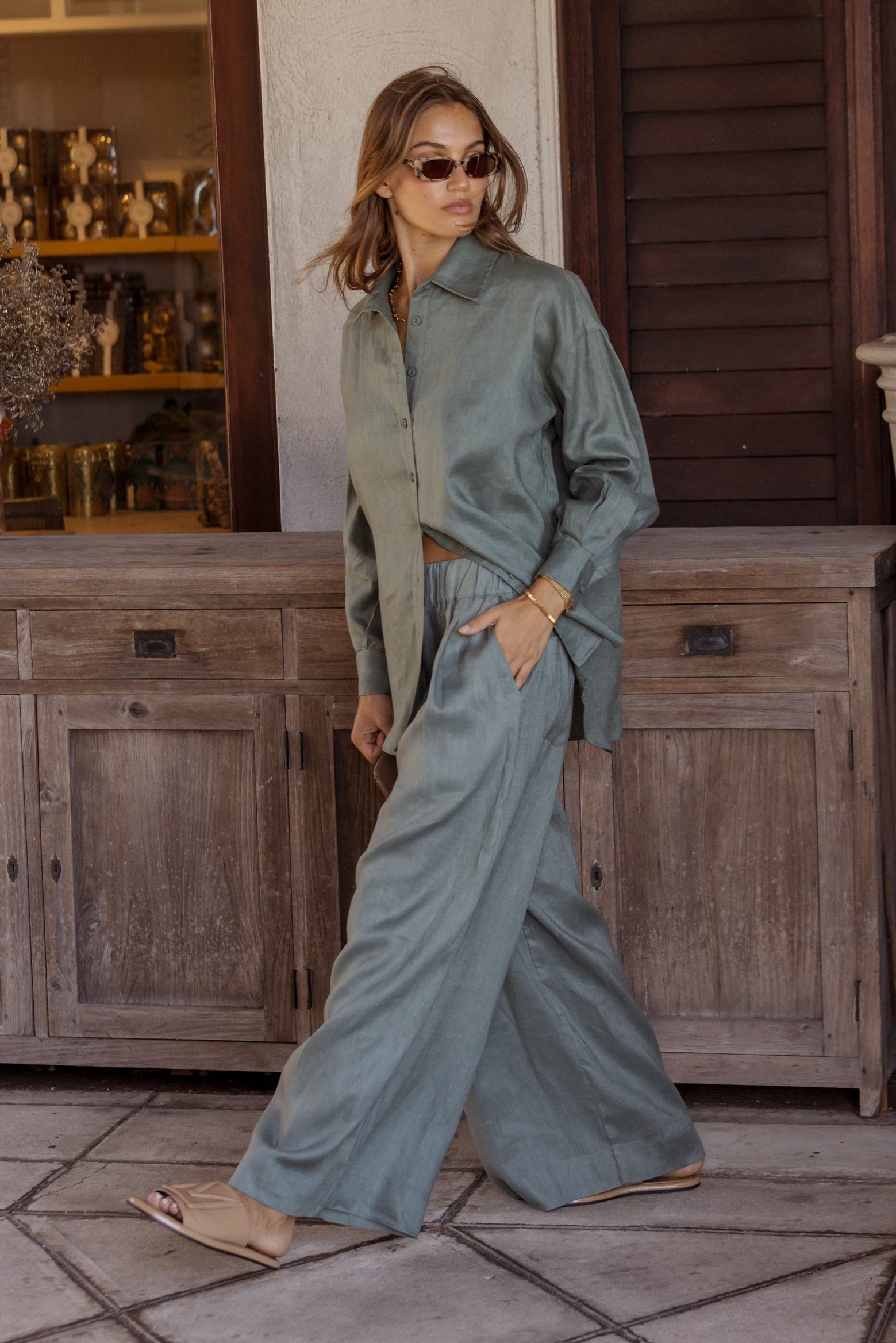 TERI Pants Dusty Green