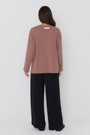 NIX V Long Sleeve Top Mahogany