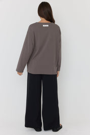 NIX V Long Sleeve Top Taupe Brown
