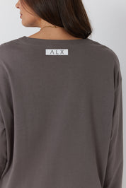 NIX V Long Sleeve Top Taupe Brown