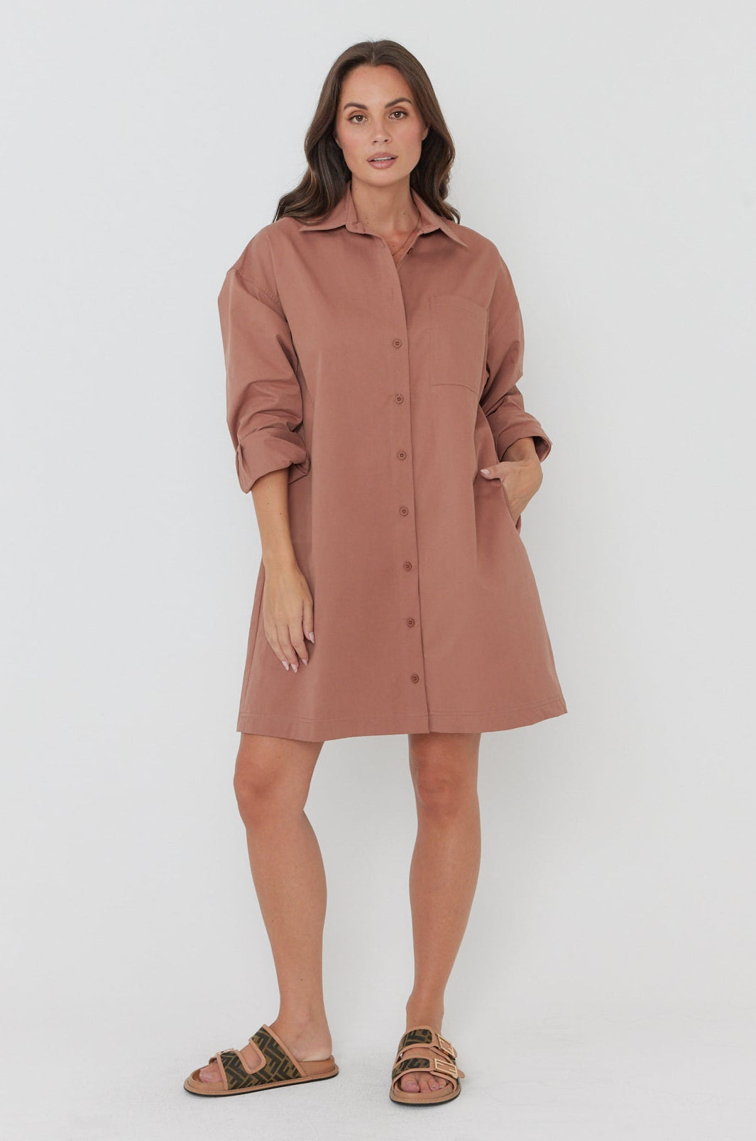 JETT Mini Dress Mahogany
