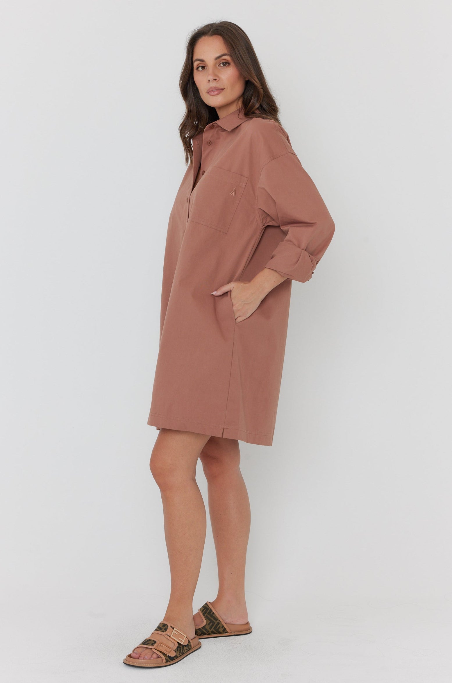 JETT Mini Dress Mahogany