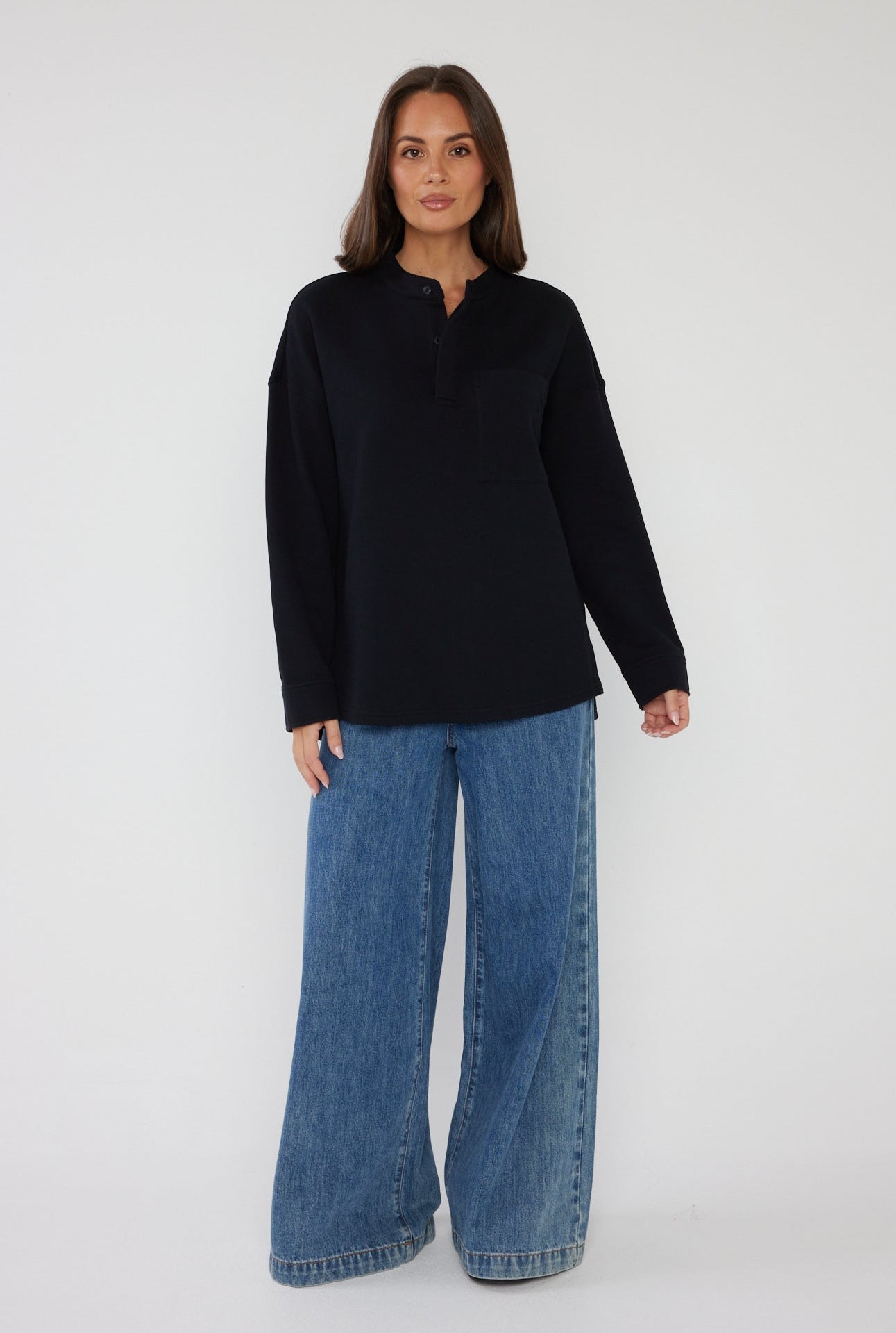 HENLEY Jumper Black