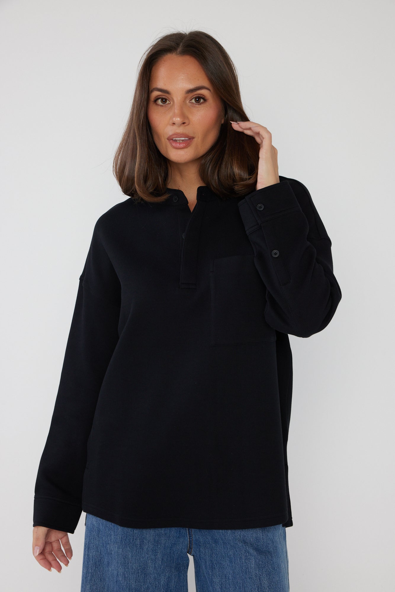 HENLEY Jumper Black