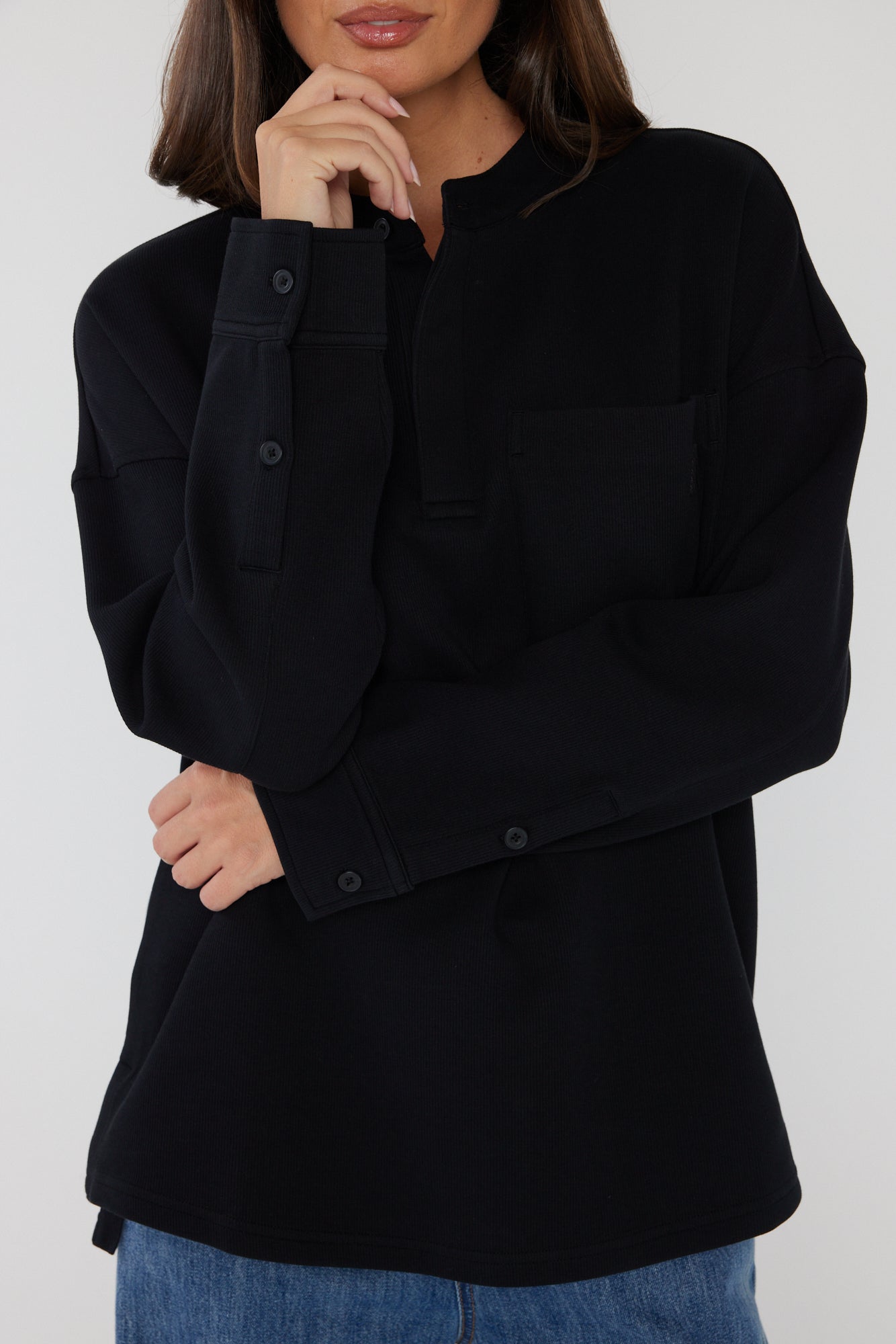 HENLEY Jumper Black