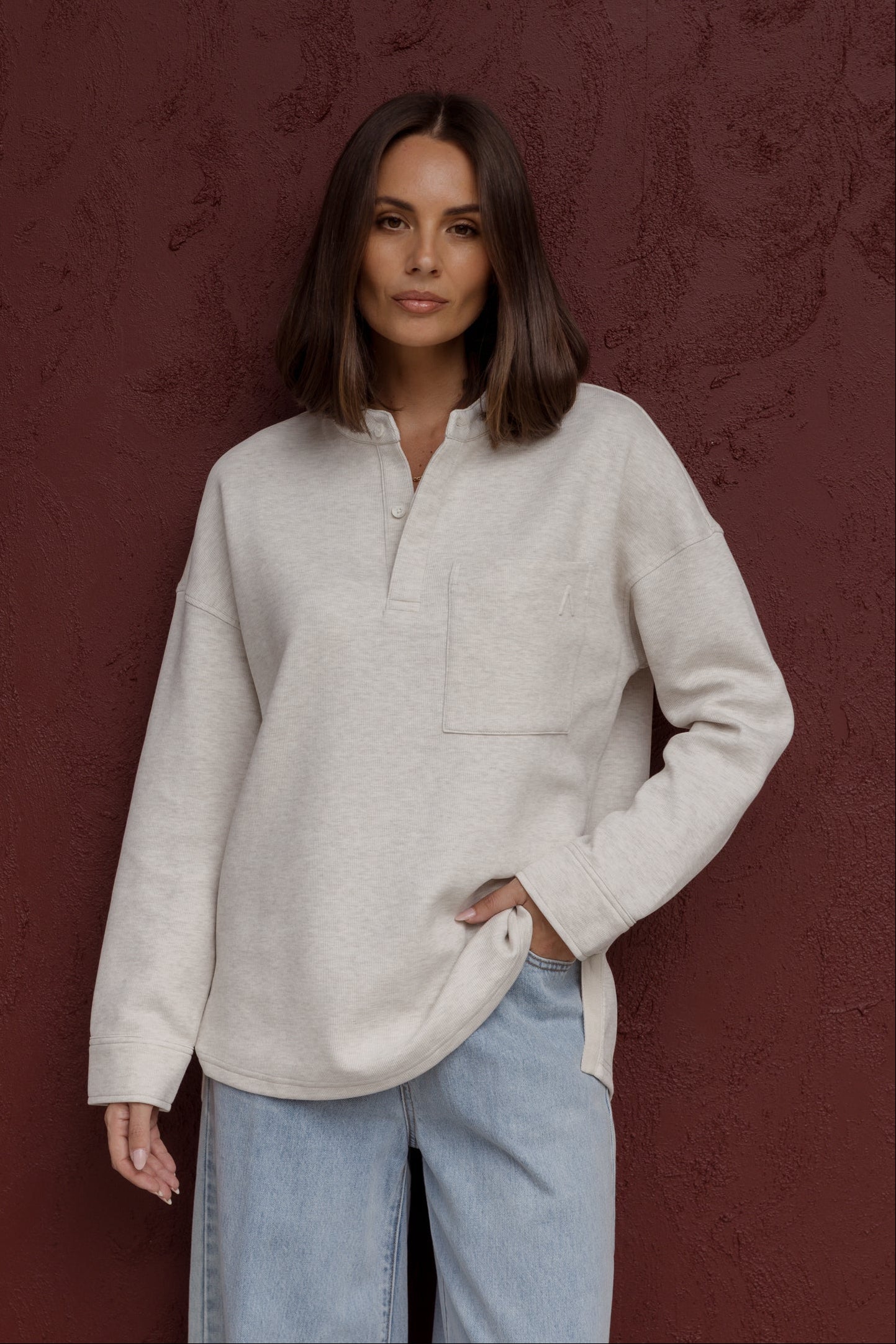 HENLEY Jumper Oat