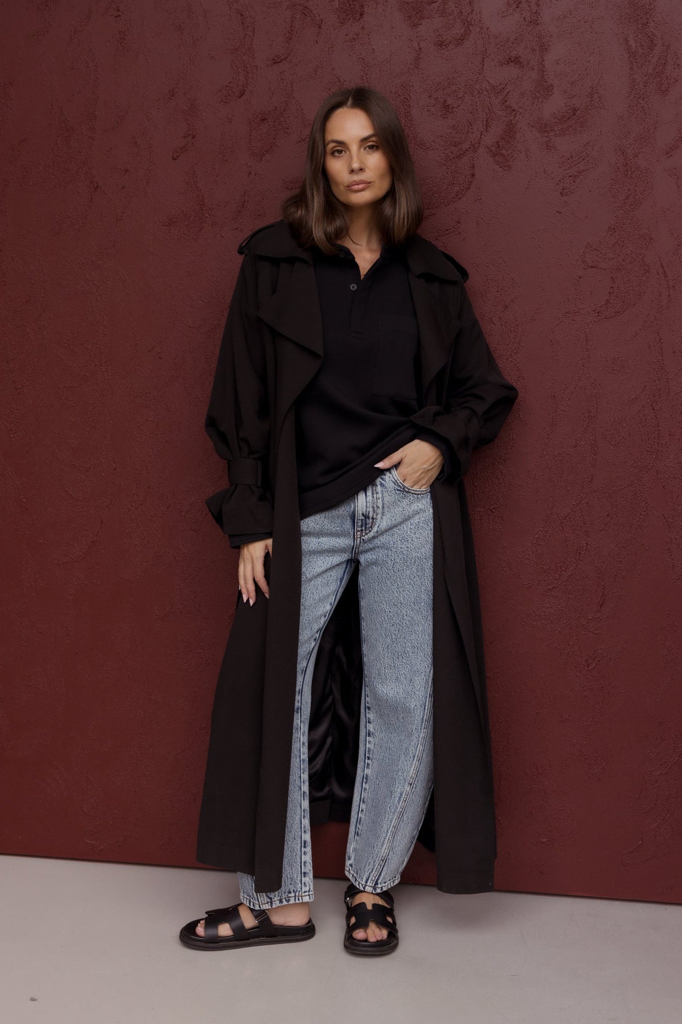 PASCAL Soft Maxi Trench Black