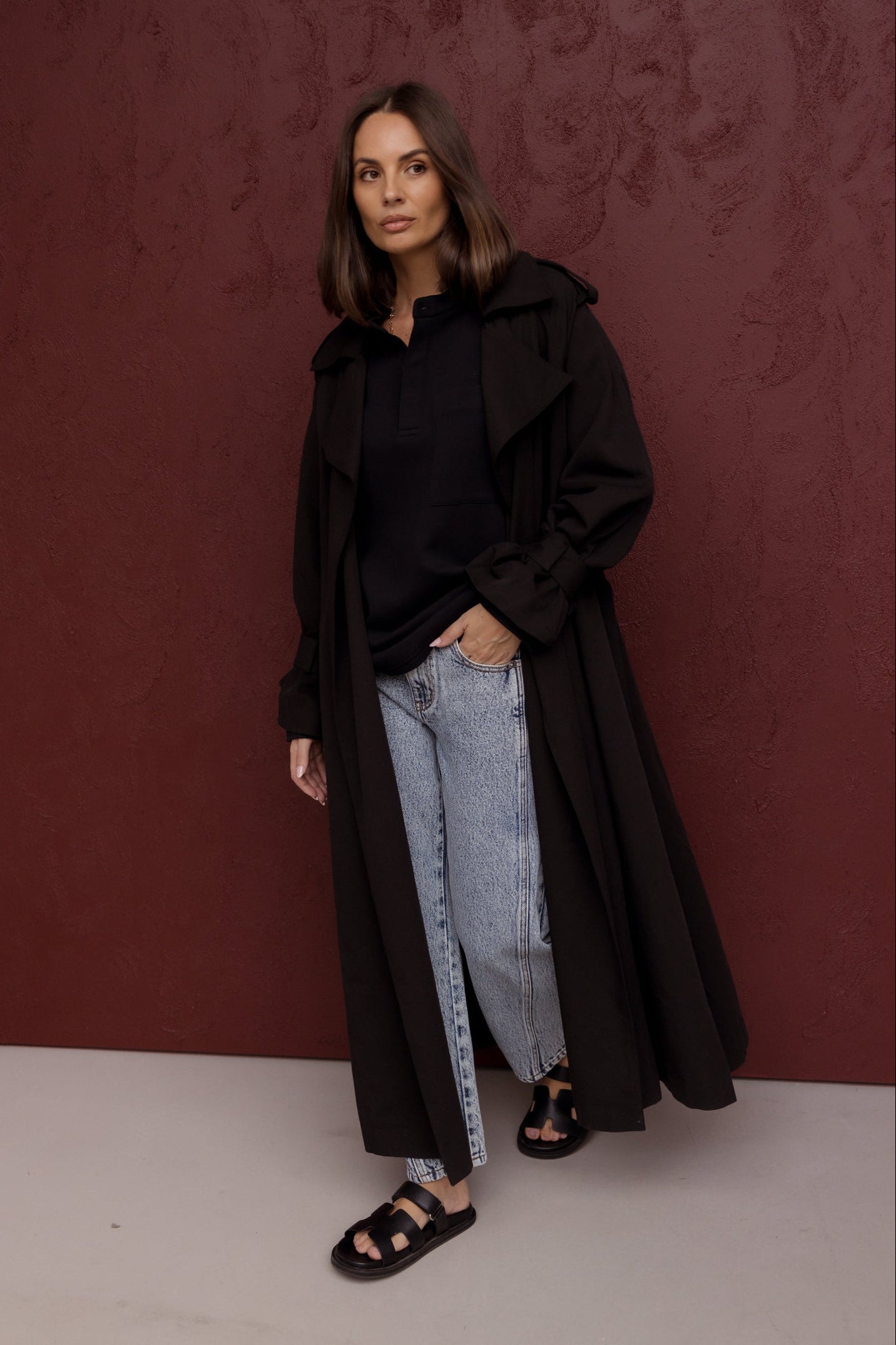 PASCAL Soft Maxi Trench Black