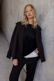 SOREN Soft Cropped Trench Black