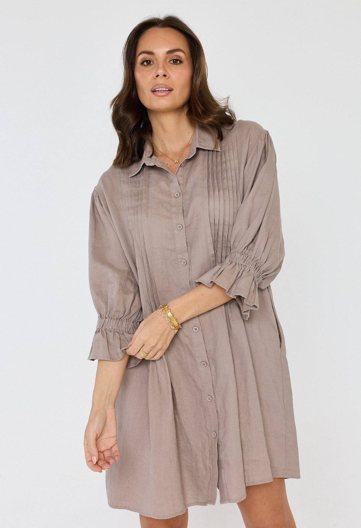 SERIF Mini Dress Taupe