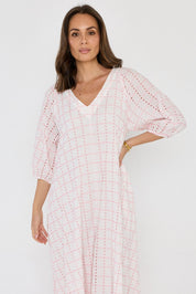 ROMI Maxi Dress White/Pink