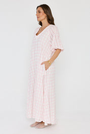 ROMI Maxi Dress White/Pink
