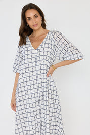 ROMI Maxi Dress White/Navy