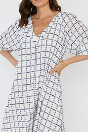ROMI Maxi Dress White/Navy