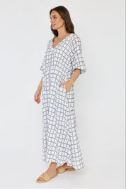 ROMI Maxi Dress White/Navy