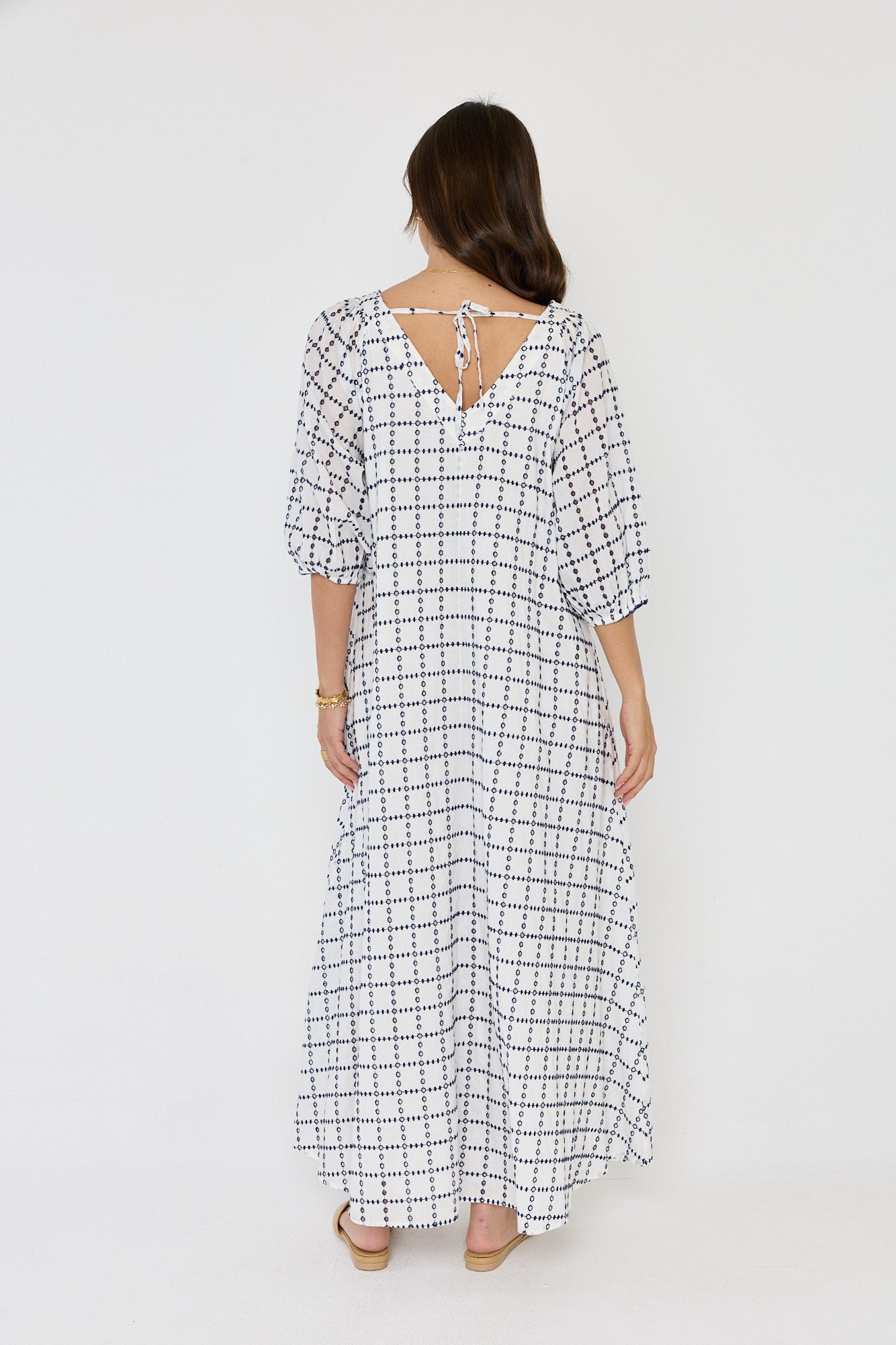 ROMI Maxi Dress White/Navy
