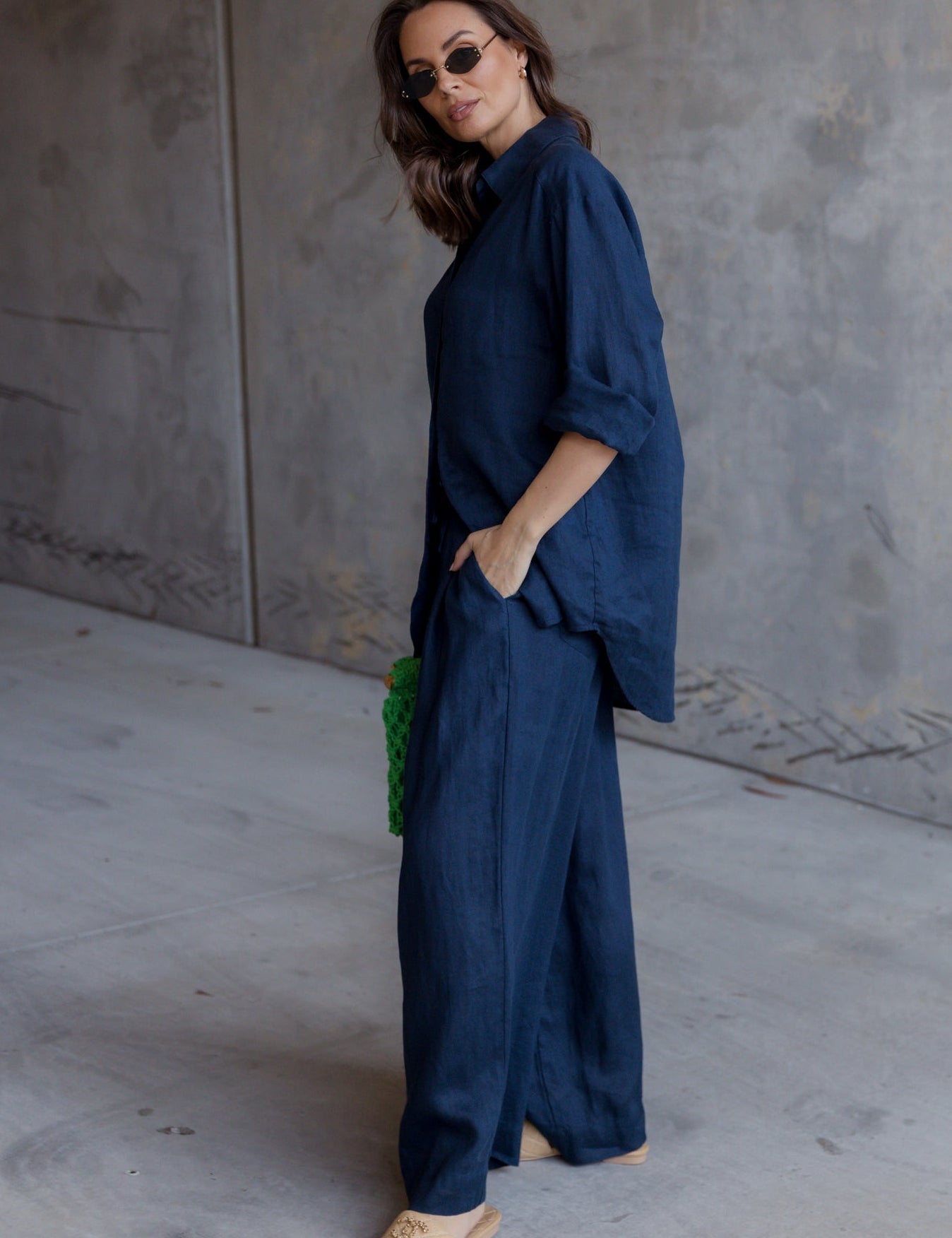 DUNE Shirt in Navy, oversized linen shirt by Alexandra Australia