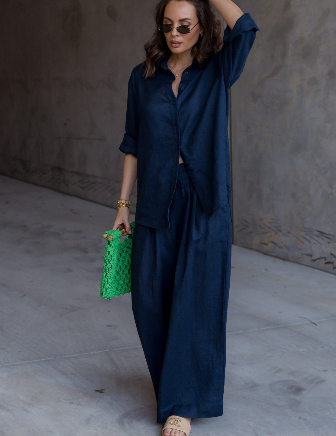 CIEL Pants in Navy, relaxed wide leg linen pants by Alexandra Australia
