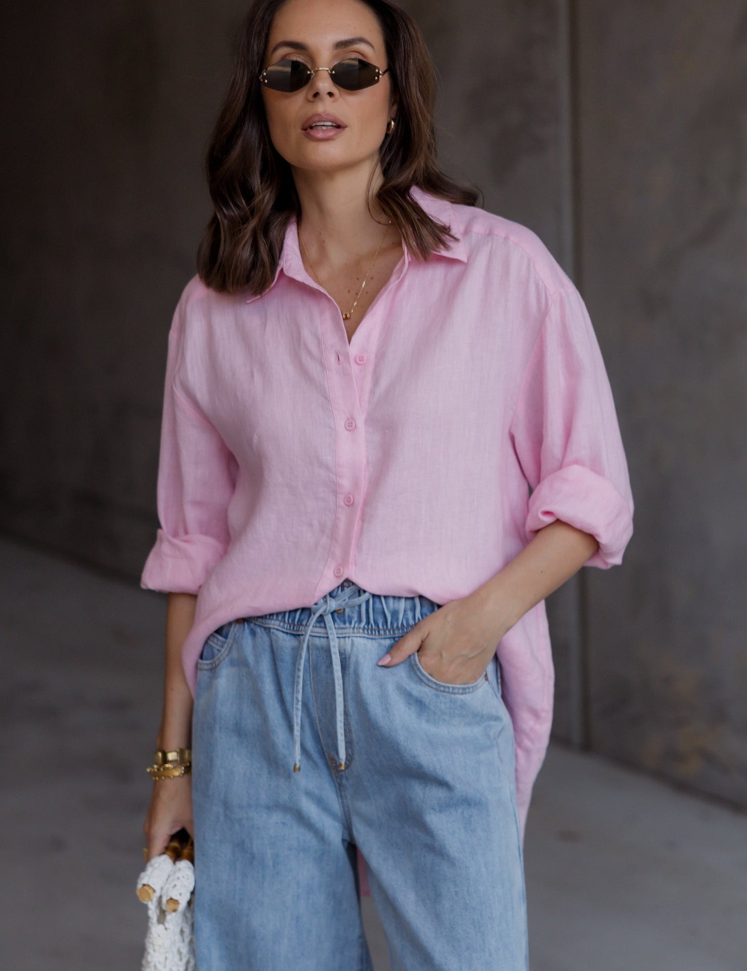 DUNE Shirt in Light Pink, oversized linen shirt by Alexandra Australia